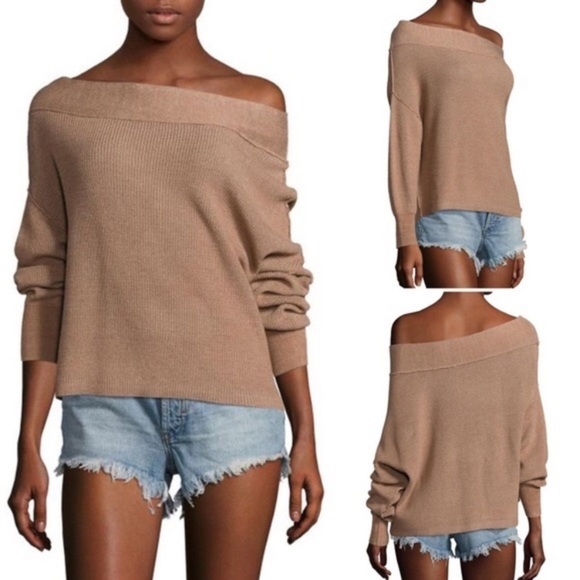 FREE People Alana sweater off the shoulder pullover linen blend Size Small - Picture 11 of 11